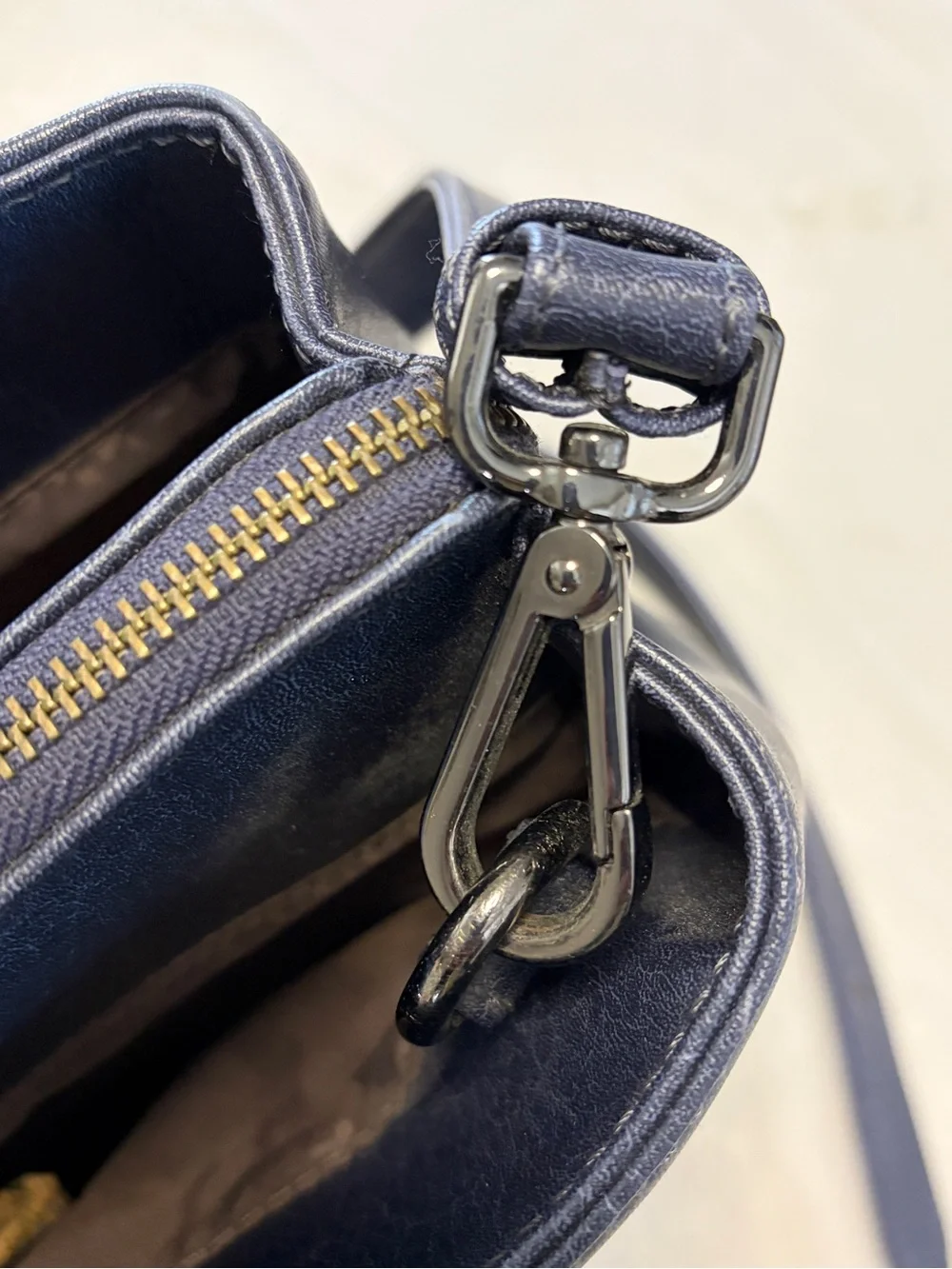 Matt & Nat Vegan Leather Navy Work Tote Shoulder Bag Adjustable Strap